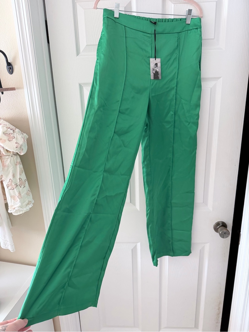 Vibrant Green Wide Leg Trousers Summer Vacation vibes or Christmas vibes